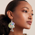 Statement Black Afro Flower Earrings – Trendy Stylish Jewelry Accessory