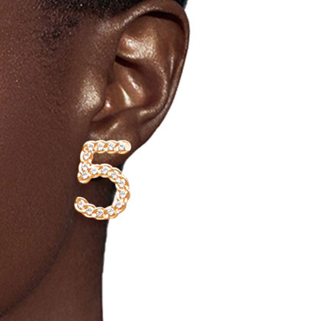 Rhinestone Stud Earring Set 3 Pcs Gold Metal Designer-Inspired Stylish Statement Jewelry