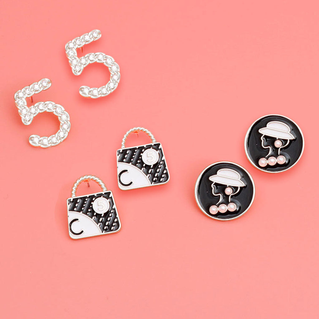Silver Earring Set Trio Chic Designer-Inspired Stylish Jewelry