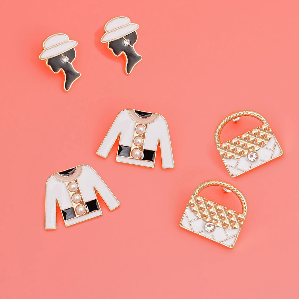 Stud Earring Set 3Pcs Designer-Inspired Lady Silhouette and Charm Stylish Studs