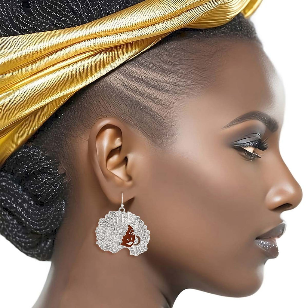 Fishhook Earrings Silver Afro Queen Stylish Statement Jewelry