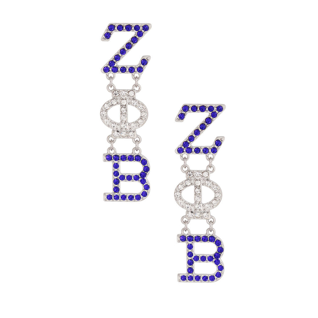 Dangle Stud Earrings Blue Clear Sorority Stylish Jewelry