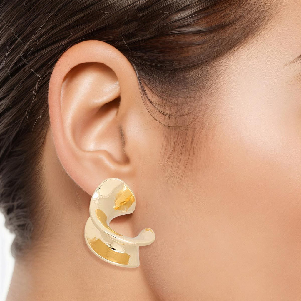 Gold Drop Swirl Silhouette Earrings for Women Stylish Chic Jewelry