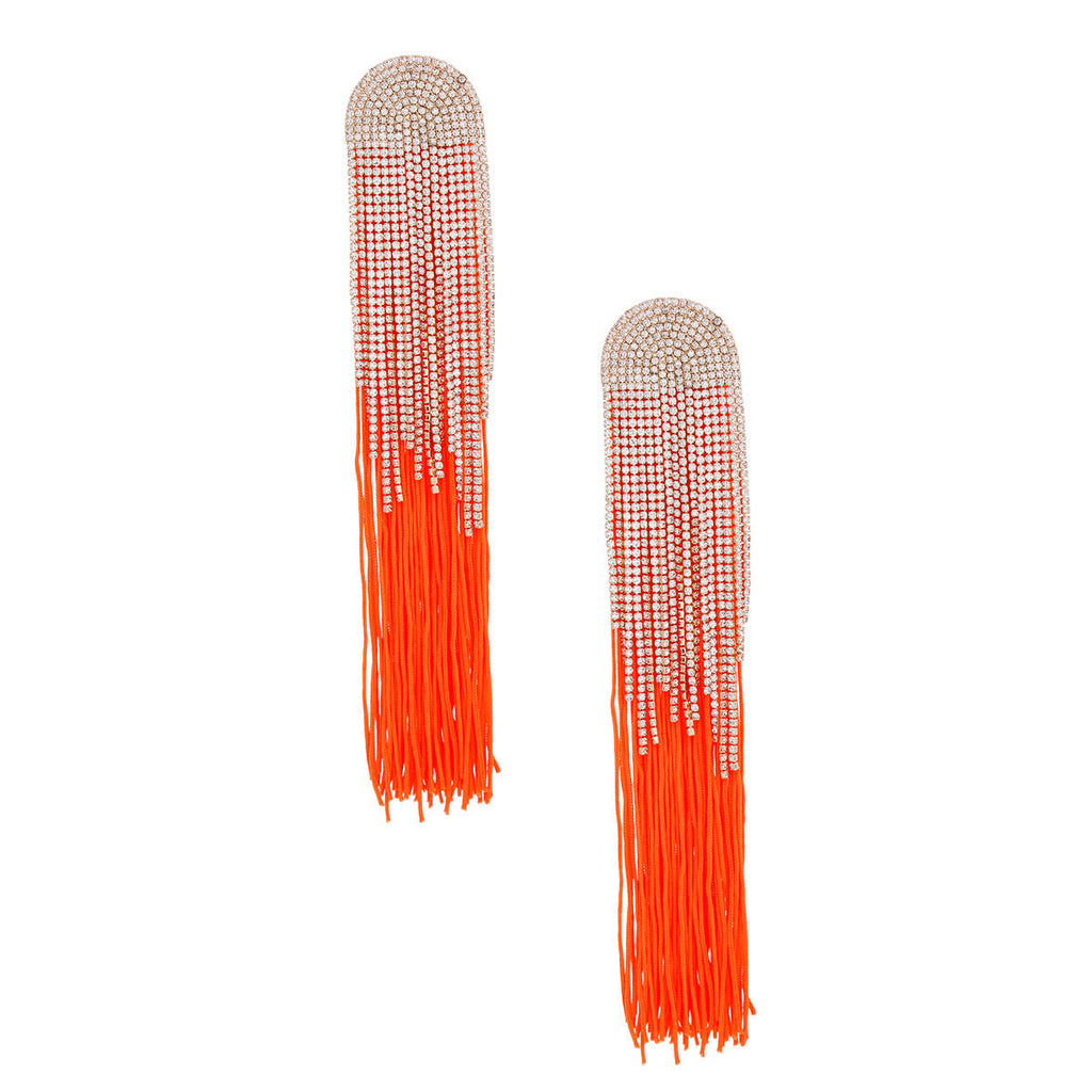 Statement Tassel Earrings with Long Orange Fringe for Women Stylish Glam Jewelry