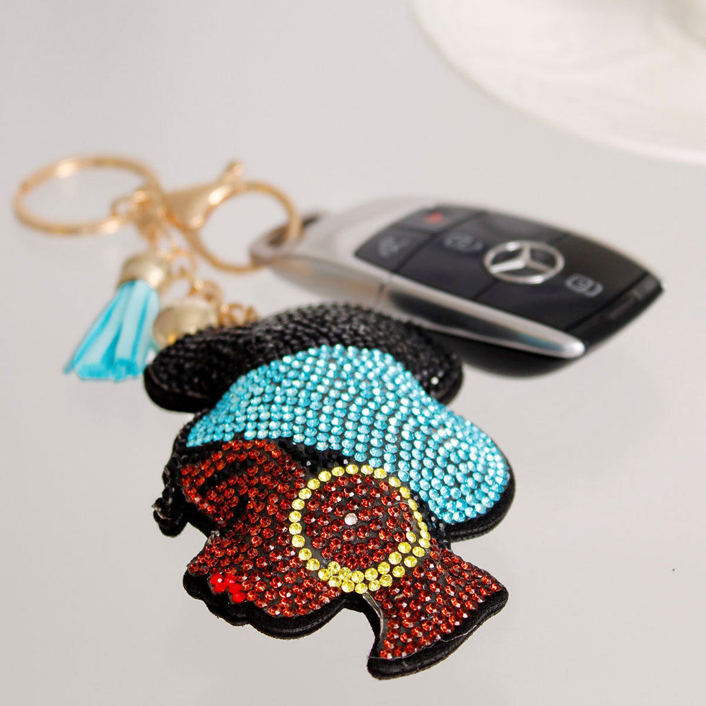 Keychain with Aqua Turban Charm Stylish Fashion Accessory