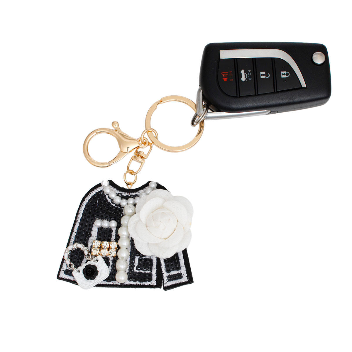 Fashion Keychain Handbag Clip Black French Luxe Sweater Accessory Stylish Chic