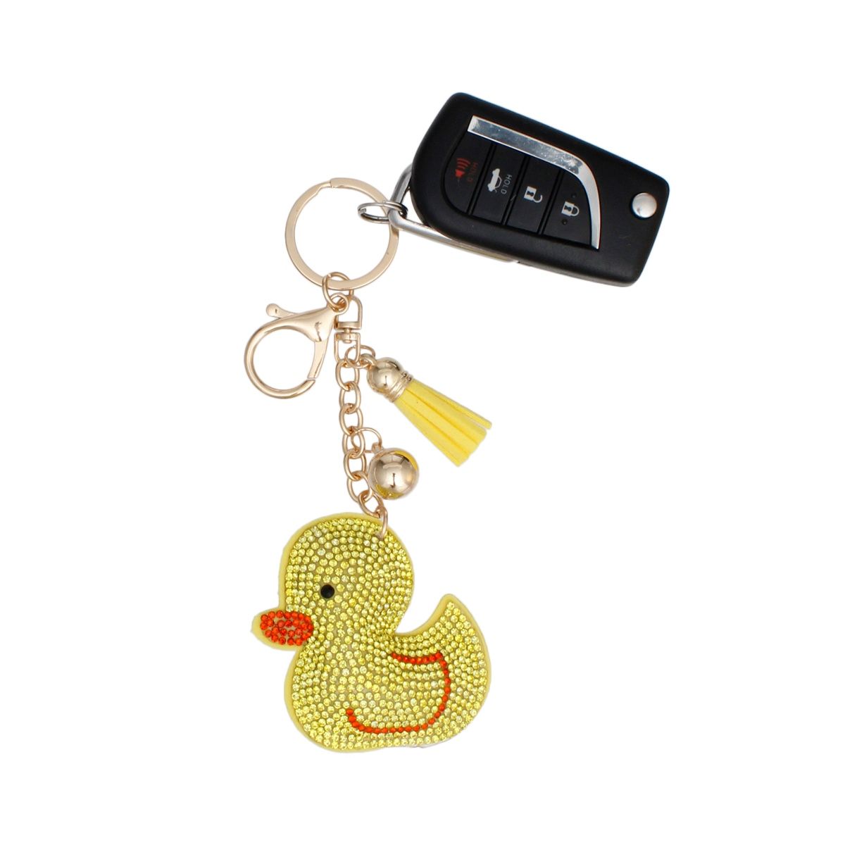 Rhinestone Yellow Ducky Keychain Bag Charm Trendy Fashion Accessory