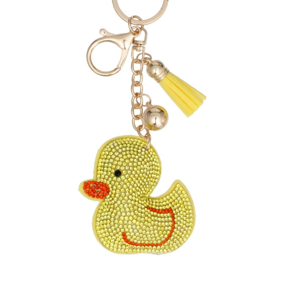 Rhinestone Yellow Ducky Keychain Bag Charm Trendy Fashion Accessory