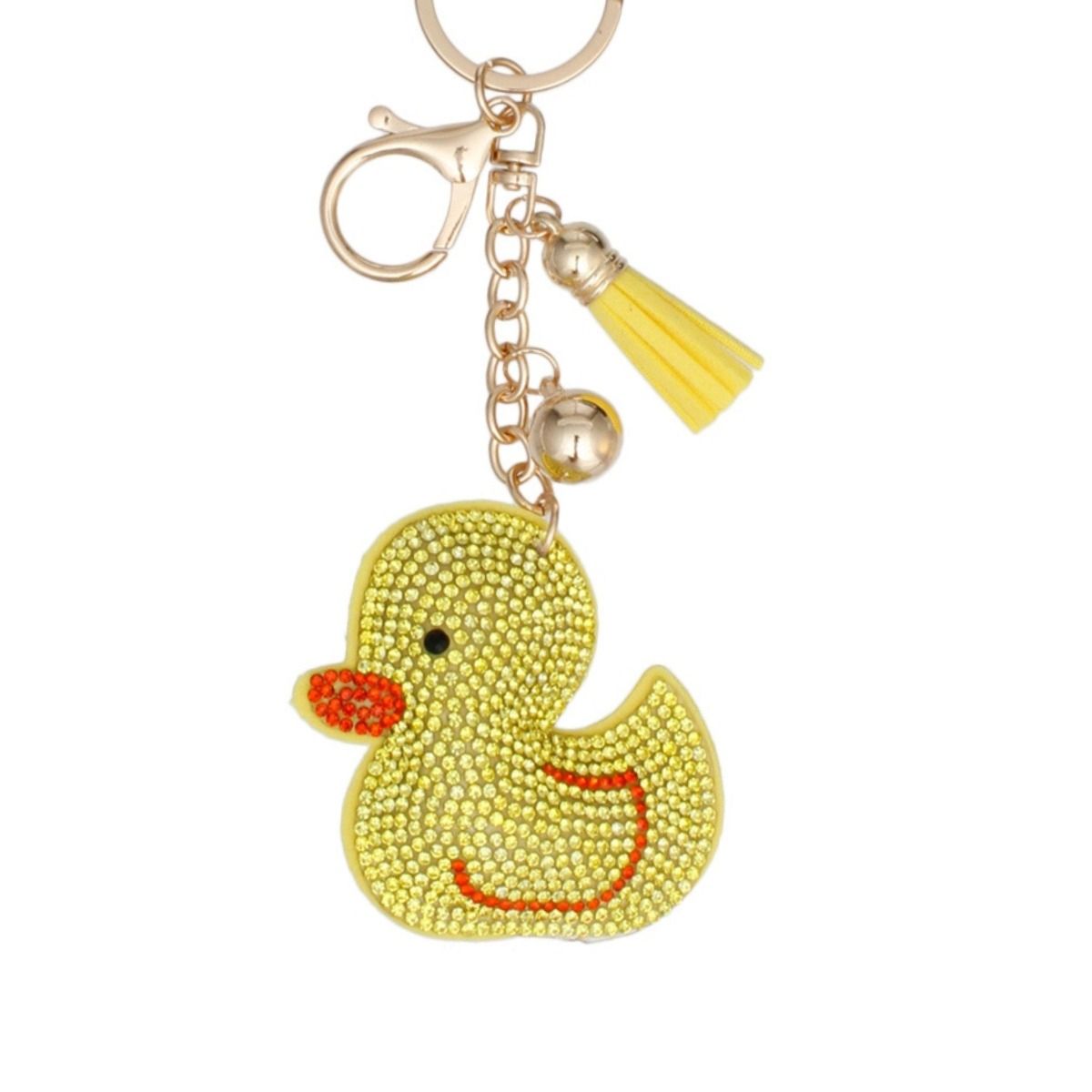 Rhinestone Yellow Ducky Keychain Bag Charm Trendy Fashion Accessory