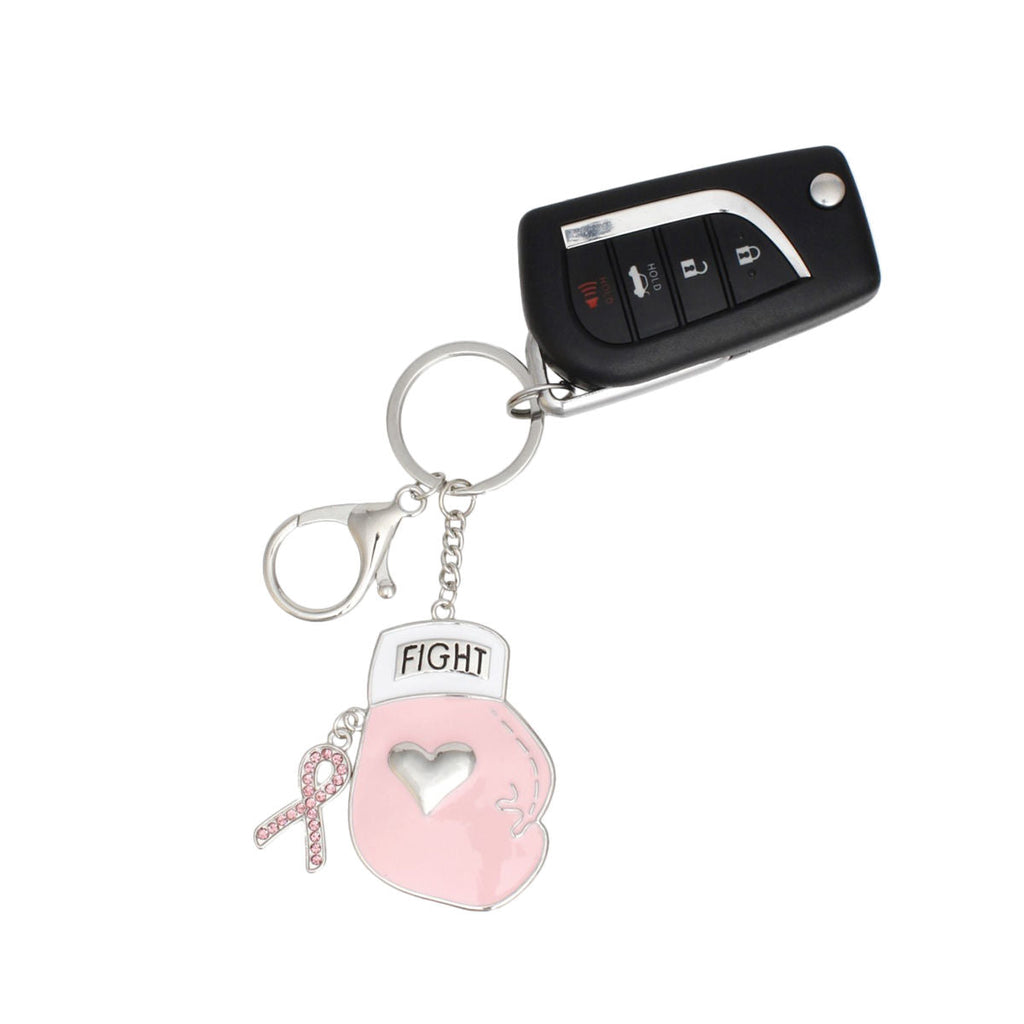 Breast Cancer Awareness Keychain Silver Light Pink Glove Stylish Accessory