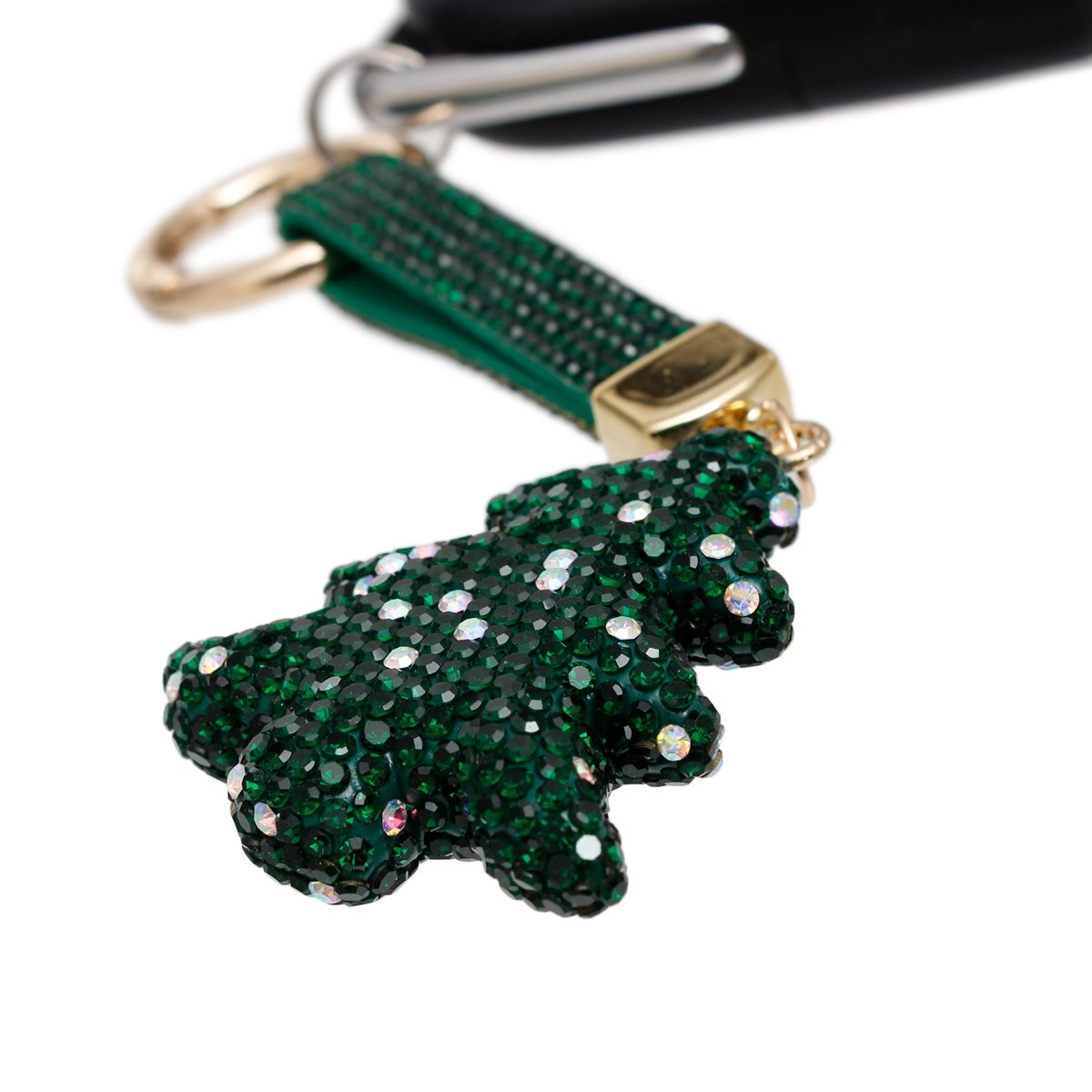 Fashion Keychain Green Shimmery Xmas Tree Purse Charm Clip Stylish Accessory