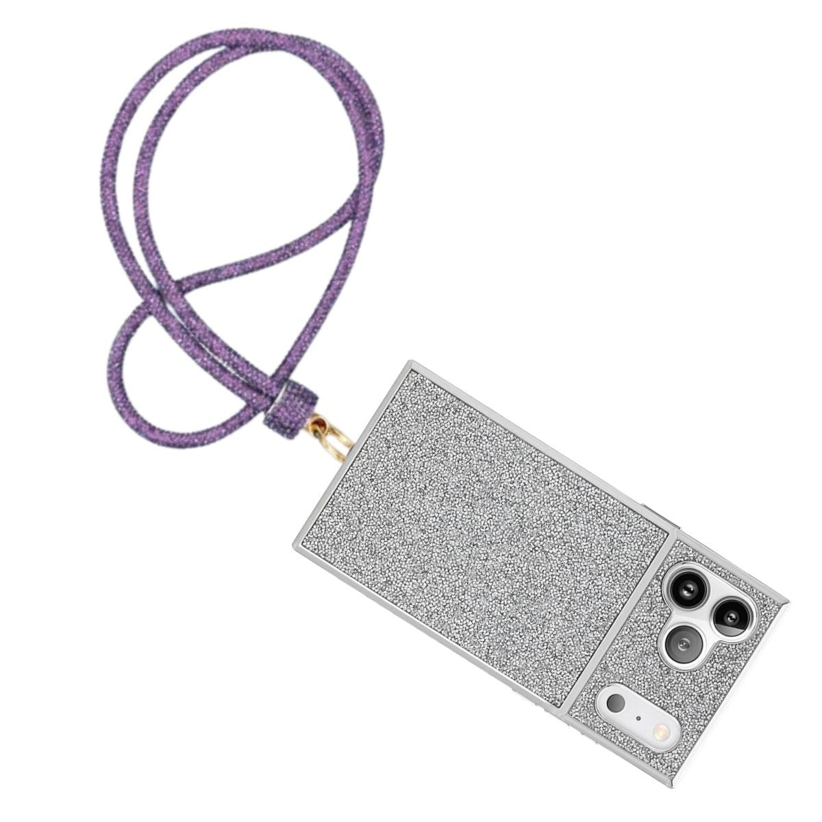 Long Rhinestone Phone Strap Lanyard Purple Bling Stylish Accessory