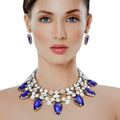 Teardrop Crystal Statement Necklace in Brilliant Blue – Elegant Formal Jewelry