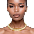 Choker Necklace Gold Spring Coil Stylish Statement for Women