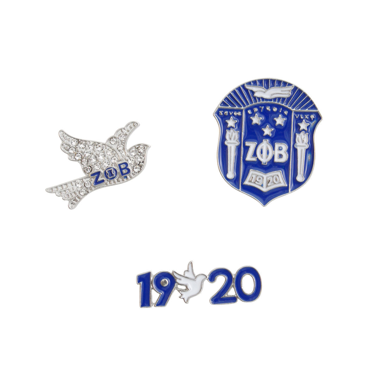 Sorority Pin Set Blue and White Stylish Fashion Accessory