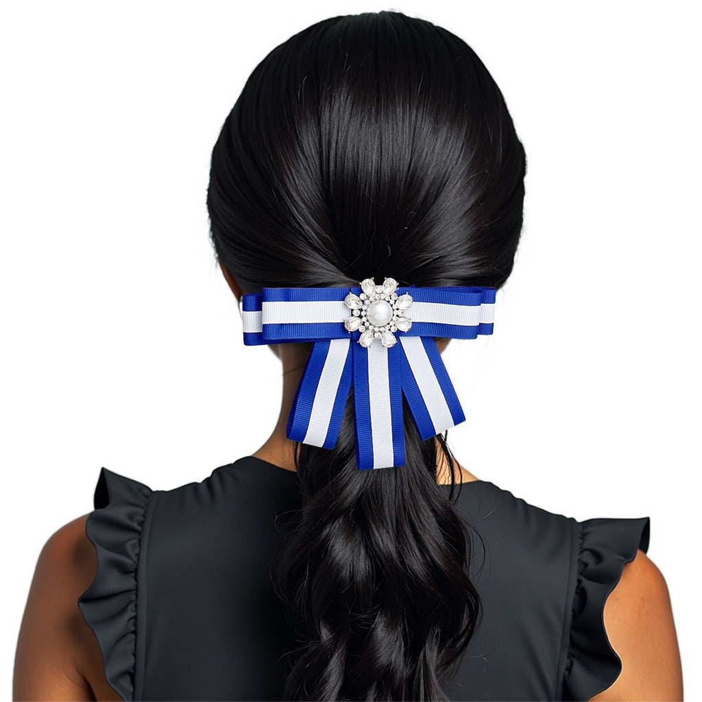 Bow Tie Style Brooch Blue White Sorority Fashion Accessory