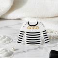 Brooch Hair Clip White and Black Stripe Stylish Shirt Pin Accessory