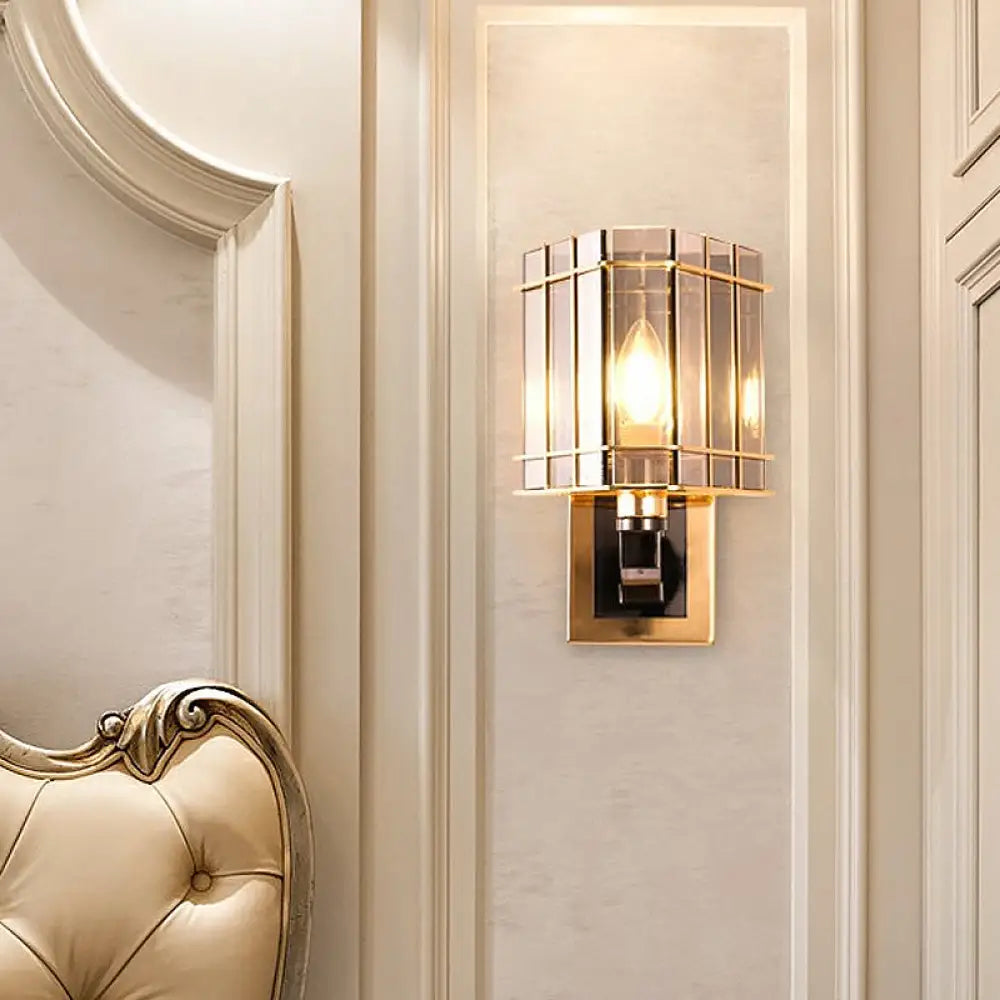 DecorBites™ Gold Crystal Bedside Wall Sconce with 2/3 Tiers and 1/3 Light - Postmodern Triangle Design