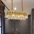 DecorBites™ Gold Crystal Chandelier - Elegant Oval Dining Room Lighting with 12 Heads