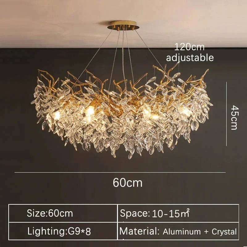 DecorBites™ Gold Crystal LED Chandeliers for Home Lighting