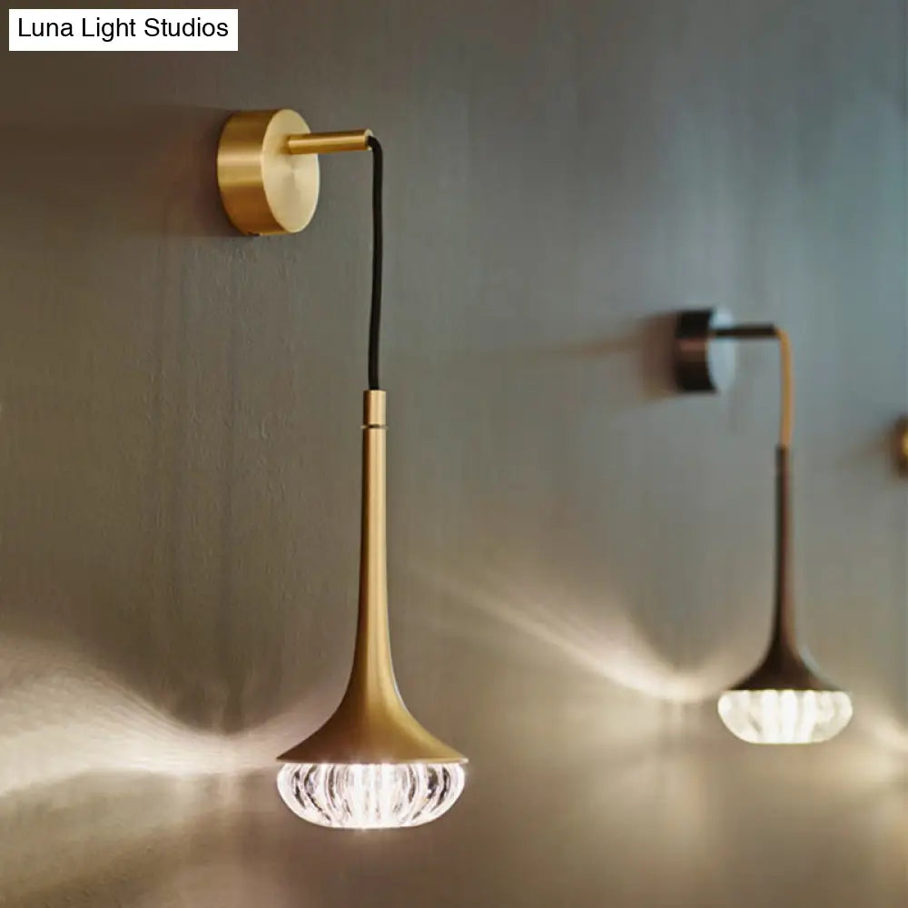 DecorBites™ Gold Crystal Teardrop Wall Sconce Light - Modern 1-Head LED Fixture with Metal Backplate