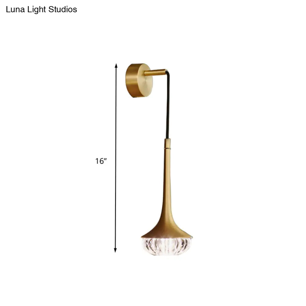 DecorBites™ Gold Crystal Teardrop Wall Sconce Light - Modern 1-Head LED Fixture with Metal Backplate