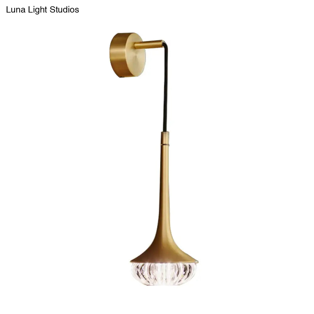 DecorBites™ Gold Crystal Teardrop Wall Sconce Light - Modern 1-Head LED Fixture with Metal Backplate