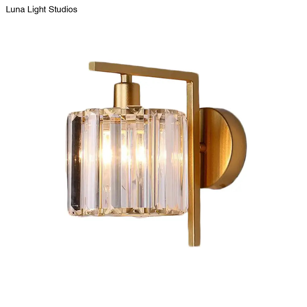 DecorBites™ Gold Crystal Wall Sconce with Modern Column Design - Perfect for Bedroom Lighting