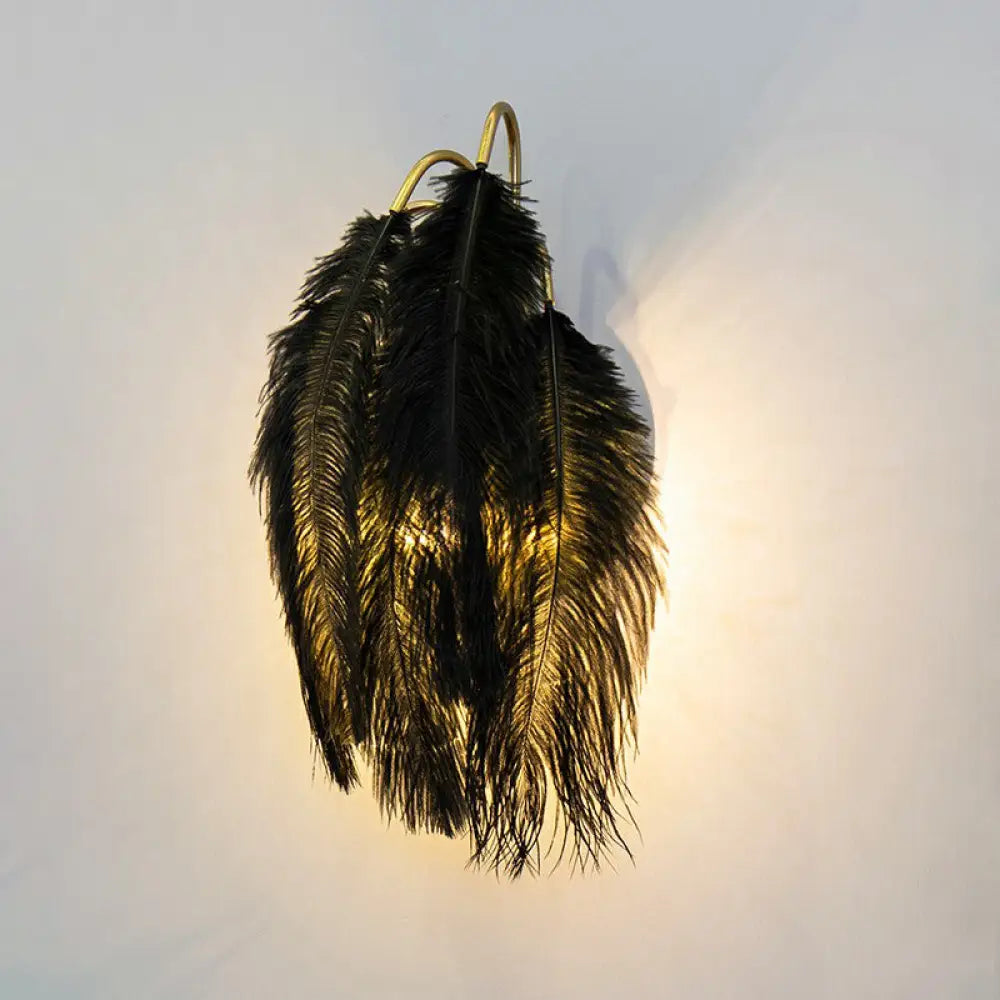 DecorBites™ Gold Curved Sconce - Simplicity Feather Wall Light Fixture for Bedside