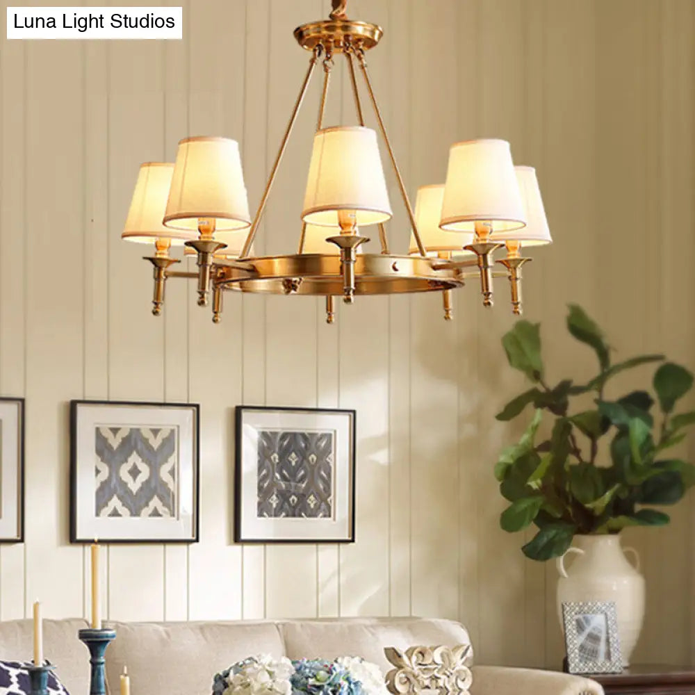 DecorBites™ Gold Fabric Bedroom Chandelier - Minimalist Conic Ceiling Light Fixture