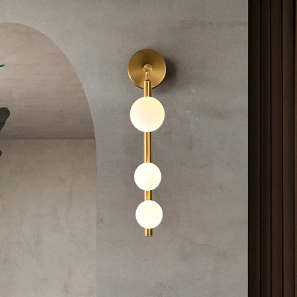 DecorBites™ Gold Finish 3-Head Metal Wall Sconce for Corner - Post-Modern, Vertical Mount