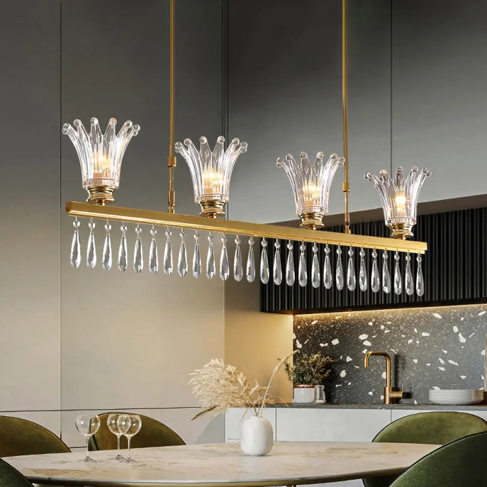 DecorBites™ Gold Island Light with Clear Crystal Glass and 4 Bulbs