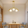 DecorBites™ Gold Island Pendant with Clear/White Shade and Curvy Design - Perfect for Modern Kitchens (3/5/7 Lights)