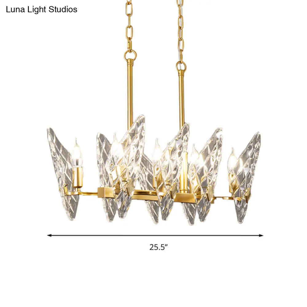 DecorBites™ Gold Lattice Glass Candelabra Suspension Lamp - 8-Head Postmodern Island Lighting for Dining Room