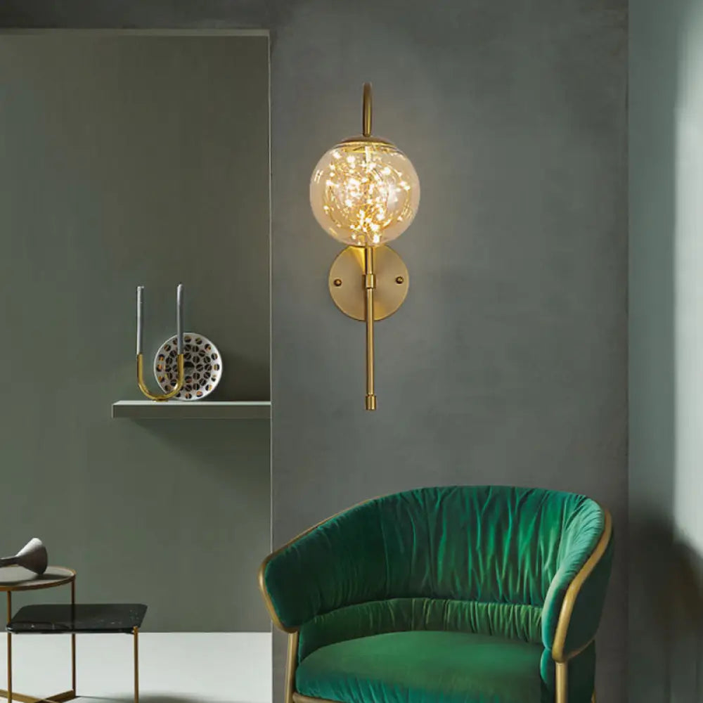 DecorBites™ Gold LED Glass Wall Sconce with Gooseneck Arm - Minimalist Lighting for Walls