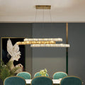 DecorBites™ Gold Linear Island Pendant Light with Crystal Accents and LED Minimalist Design