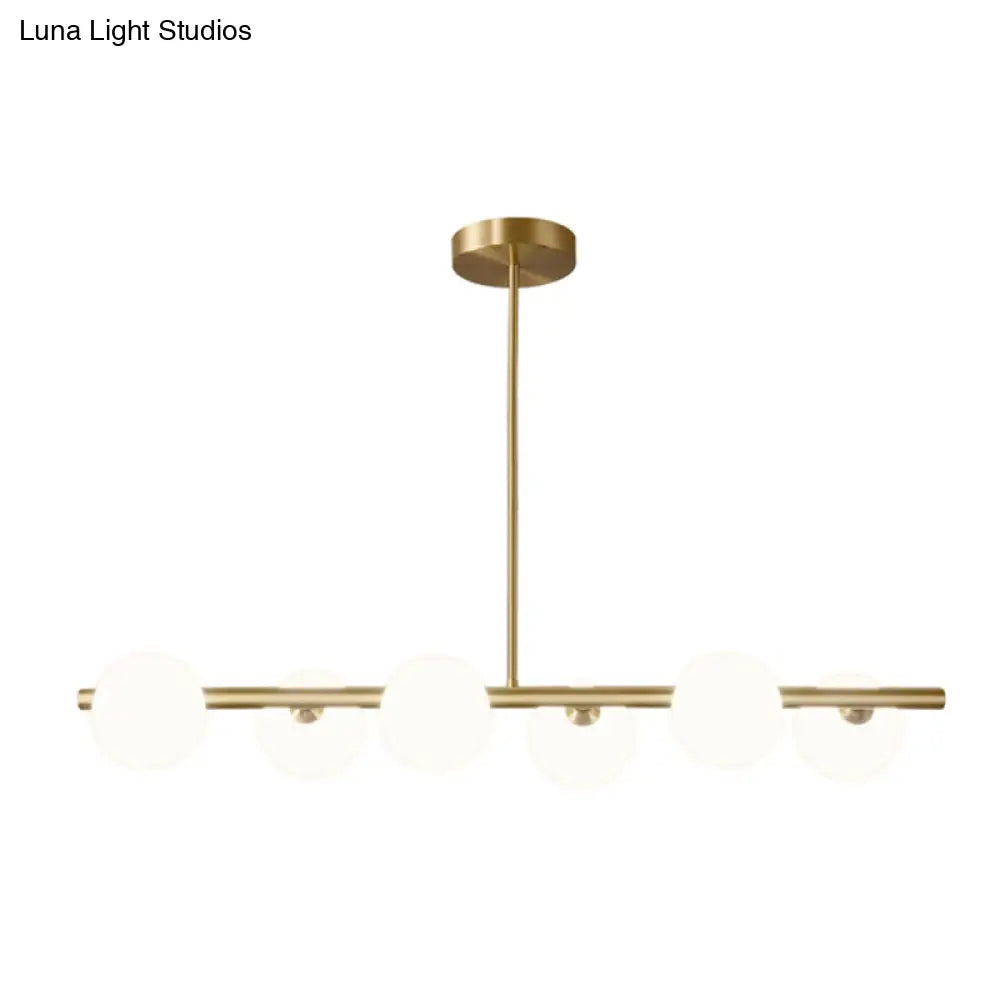 DecorBites™ Gold Linear Island Pendant Light with Spherical Glass Shade - Perfect for Dining Table and Minimalist Decor