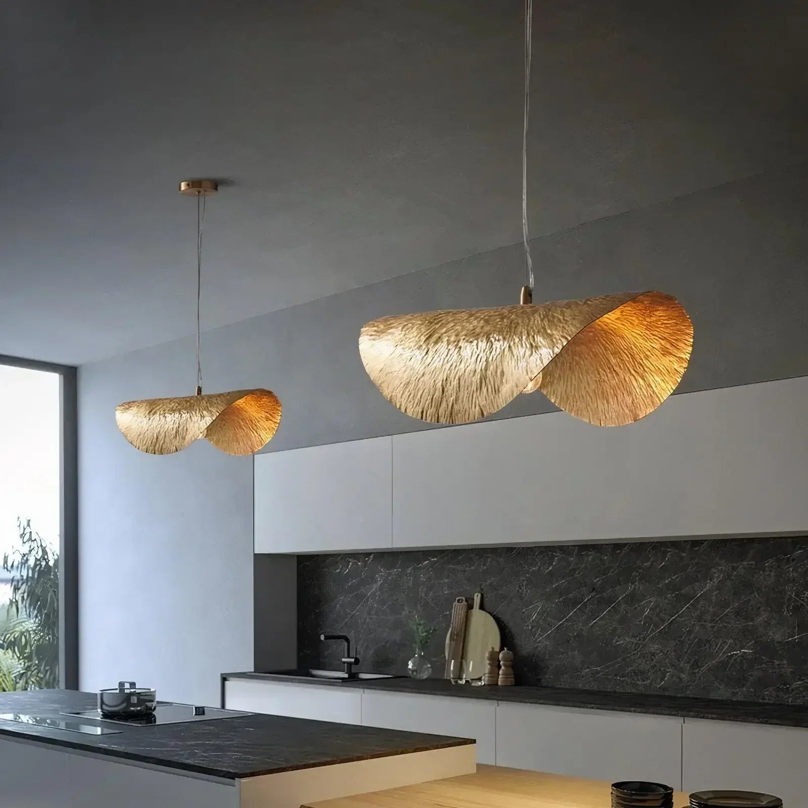 DecorBites™ Gold Lotus Leaf Pendant Light - Modern LED Chandelier