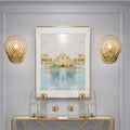 DecorBites™ Gold Metallic Circular Ripple Glass Wall Light for Modern Living Room - 1/2 Light Fixture