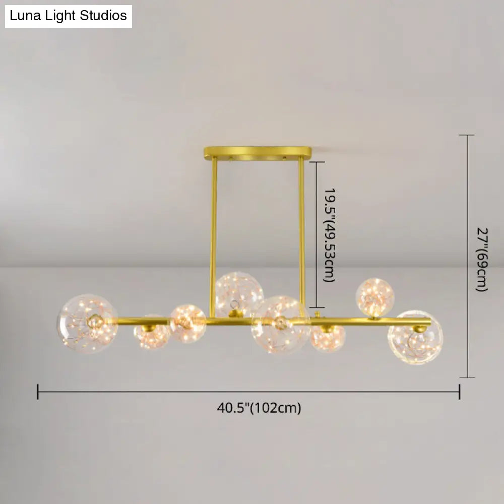 DecorBites™ Gold Mid-Century Pendant Light - Stylish Spherical Clear Glass Ceiling Fixture for Dining Table