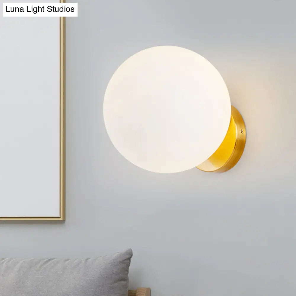DecorBites™ Gold Modernist Wall Sconce with Opal Glass Shade for Bedroom Lighting