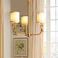 DecorBites™ Gold Nordic Cylindrical Chandelier with Antler Deco - Fabric Suspension Light for Living Room