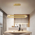 DecorBites™ Gold Oval LED Island Lamp for Modern Dining Room - Metallic Hanging Light Kit with Warm/White Glow