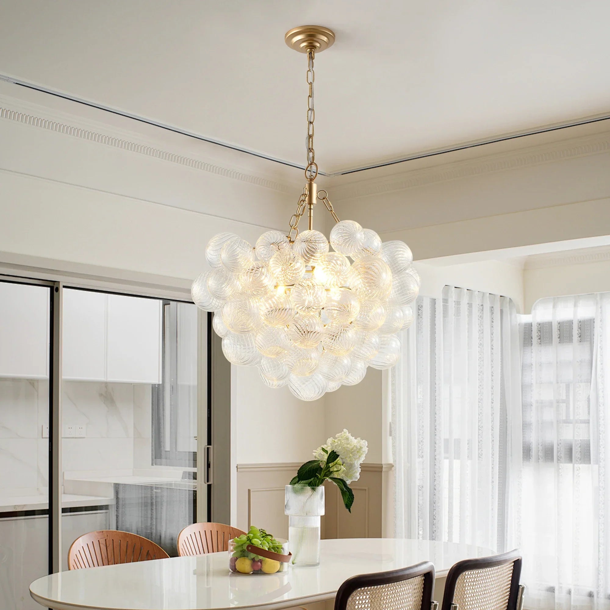 DecorBites™ Gold Pendant Chandelier with Adjustable Height