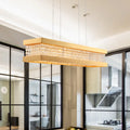 DecorBites™ Gold Rectangular Frame Crystal Pendant Light - Contemporary 6-Bulb Island Hanging Lamp