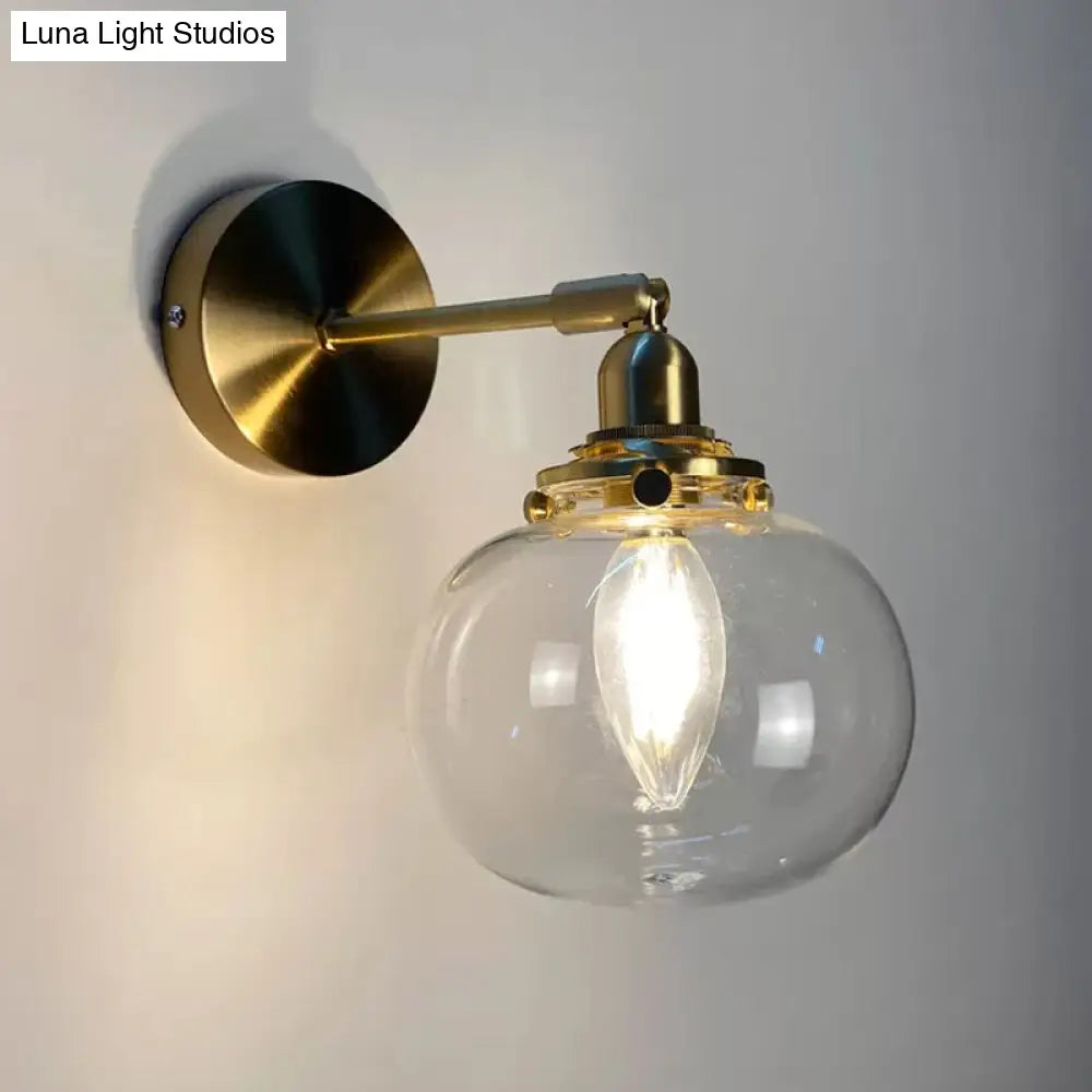 DecorBites™ Gold Rotatable Wall Sconce with Glass Shade - Bedroom Wall Lamp