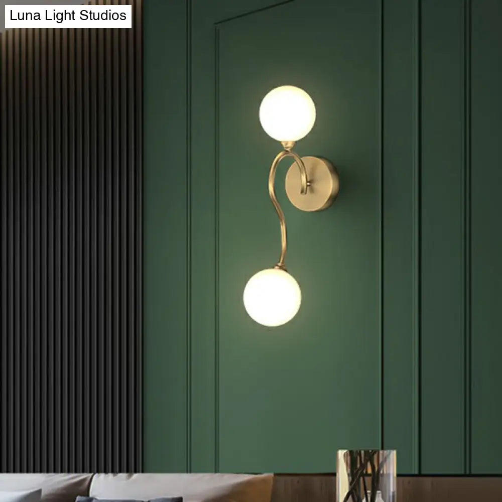 DecorBites™ Gold Spherical Artistic Wall Light with Milky Glass Shade - Stylish Wall Mounted Lighting Fixture