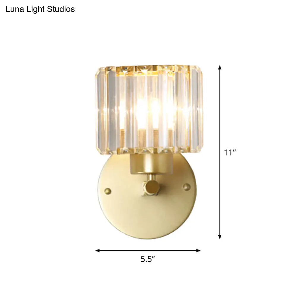 DecorBites™ Gold Wall Lamp with Prismatic Crystal Shade - Postmodern Style