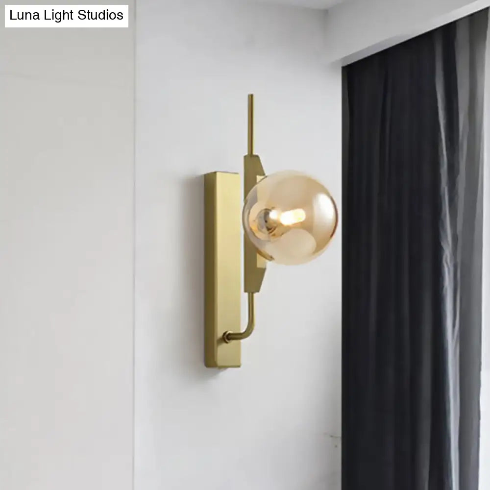 DecorBites™ Gold Wall Sconce with White/Amber/Smoke Gray Glass Orb - Modern Bedroom Light Fixture