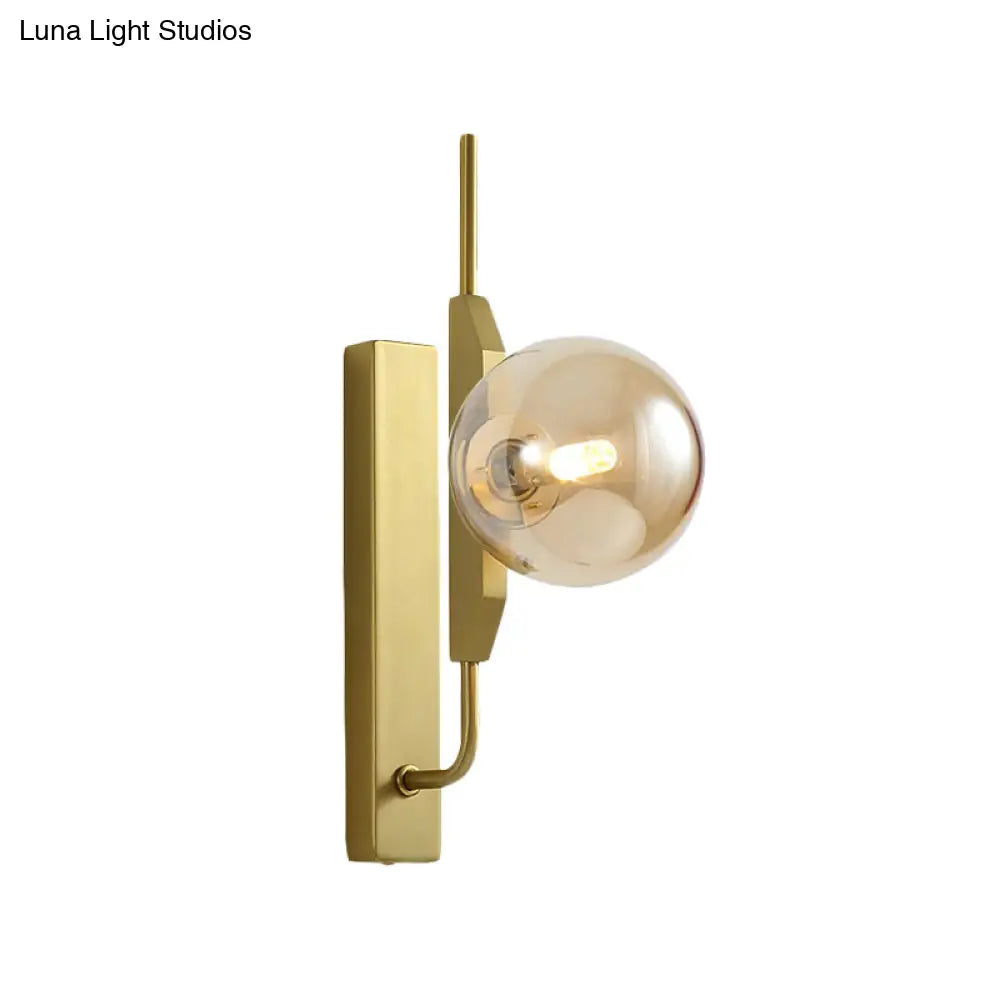 DecorBites™ Gold Wall Sconce with White/Amber/Smoke Gray Glass Orb - Modern Bedroom Light Fixture